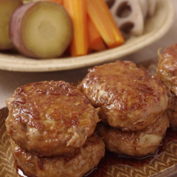 シャキシャキのごぼうたっぷり♪照り焼きハンバーグ